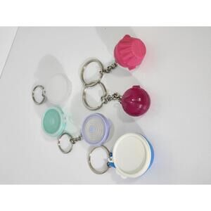 Set of 6 Colorful Mini Collapsible Silicone Keychain Containers Tupperware